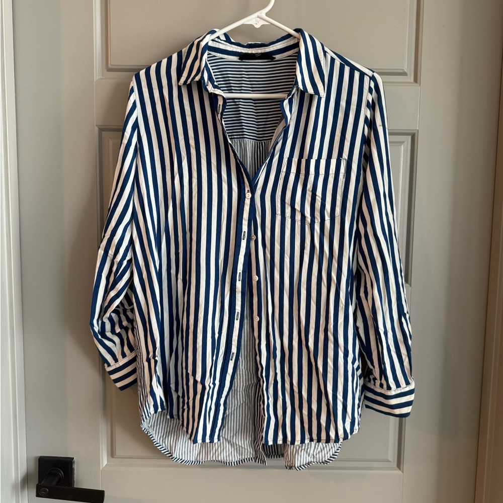 Navy and White Striped Shirt
